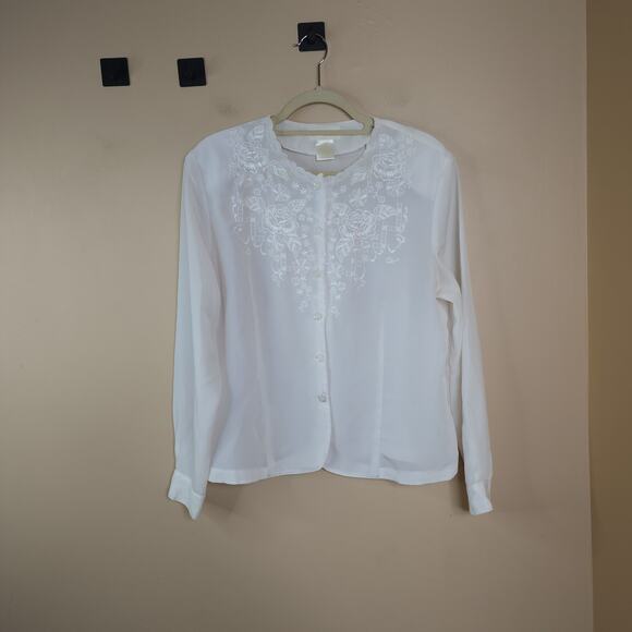 Vintage Christie & Jill Long Sleeve Victorian Blouse Button Front Blouse Size 14 - Picture 1 of 8